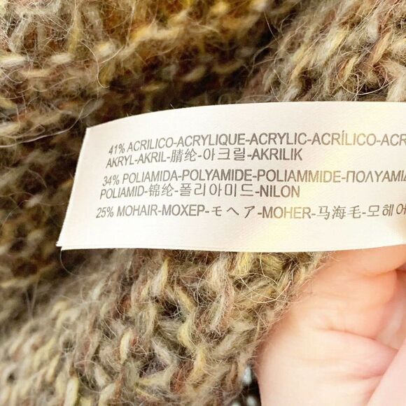 MASSIMO DUTTI Made in Italy Tan Oversized Chunky Knit Mohair Sweater US Medium - Picture 6 of 10